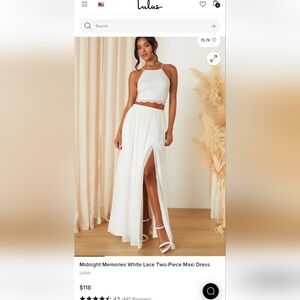 Lulu's Midnight Memories White Lace Two-Piece Maxi Dress Size Medium